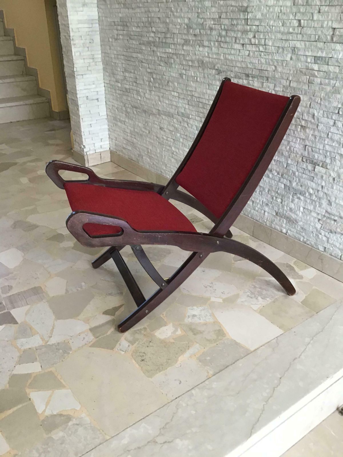 Gio’ Ponti Fr” Armchair Wood Brass Upholstered Seat And Back, 1960, Italy photo Furniture