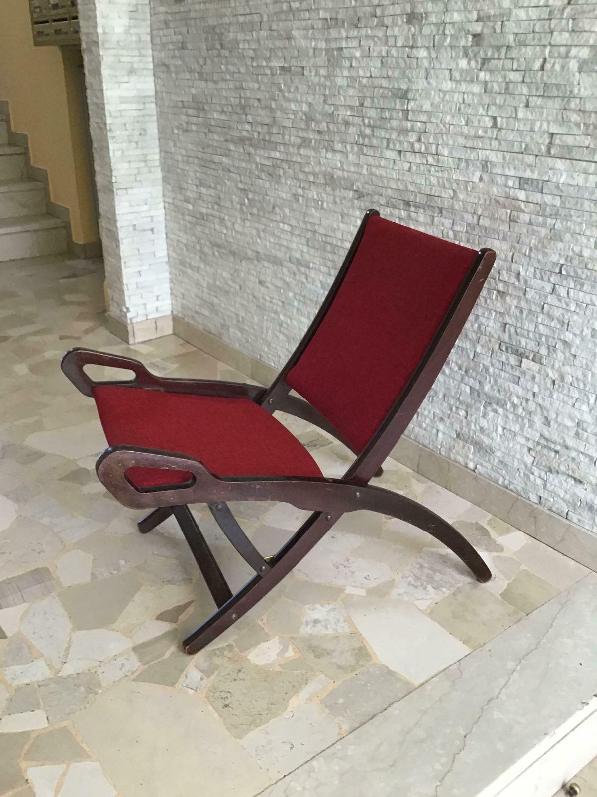 Gio’ Ponti Fr” Armchair Wood Brass Upholstered Seat And Back, 1960, Italy photo 2898.0