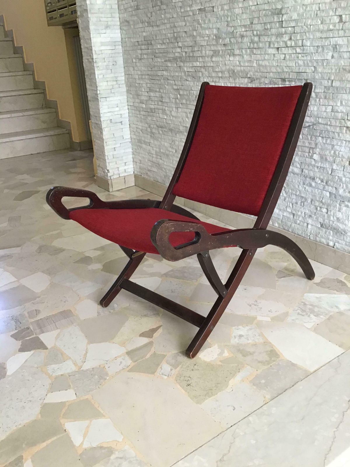 Gio’ Ponti Fr” Armchair Wood Brass Upholstered Seat And Back, 1960, Italy photo vinterior