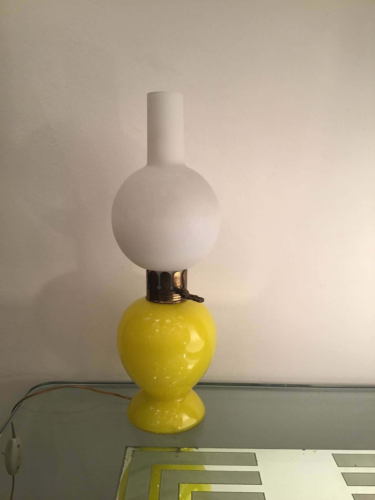 Seguso Table Lamp Brass Glass Opaline Glass 1955 Italy photo buy