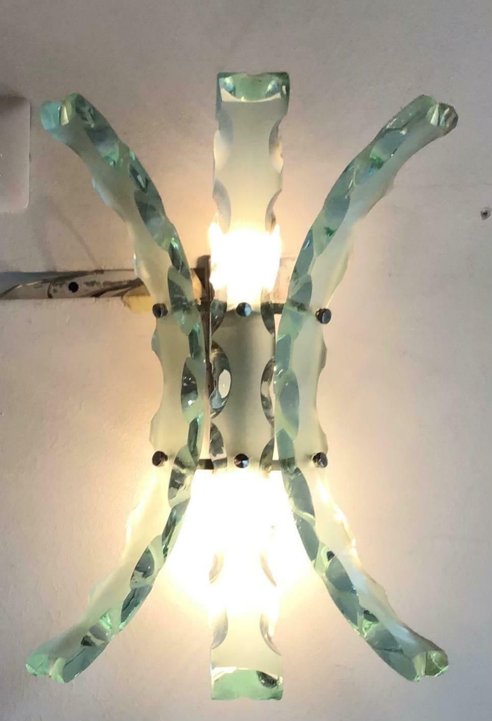 Cristal Arte Appliqués Glass Metal Crome, 1950, Italy photo furniture