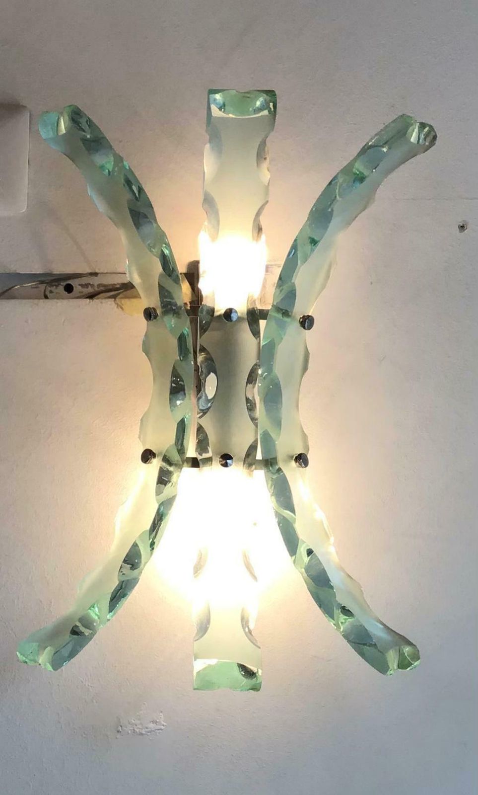 Cristal Arte Appliqués Glass Metal Crome, 1950, Italy photo buy