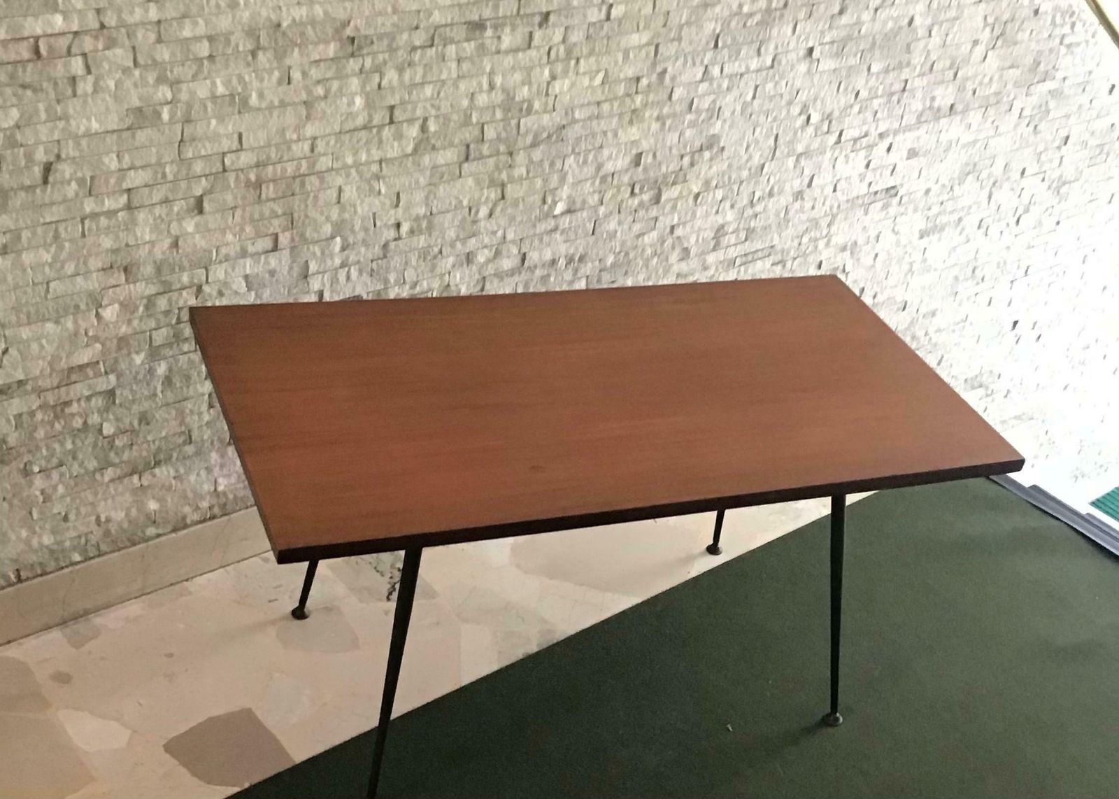 Jean Prouvé Stile Coffee Table Wood Brass Painted Steel 1954 France photo Furniture