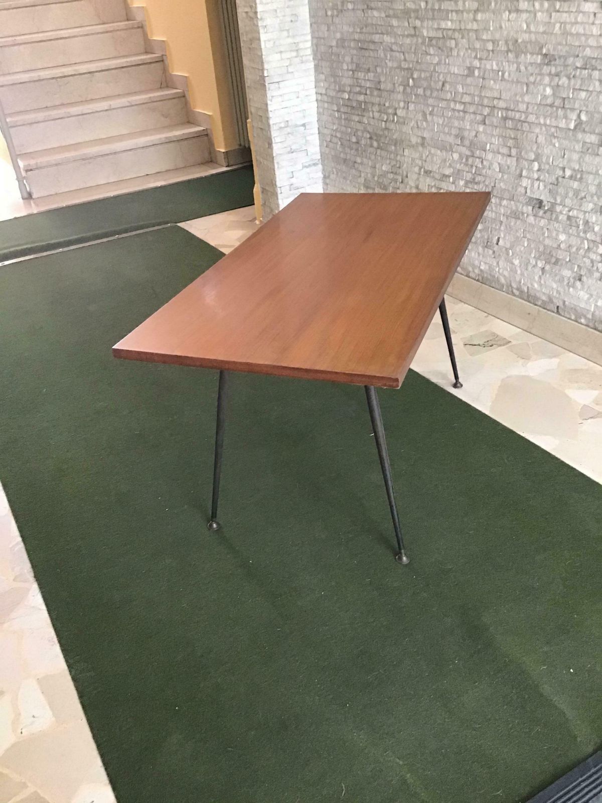 photo furniture Jean Prouvé Stile Coffee Table Wood Brass Painted Steel 1954 France
