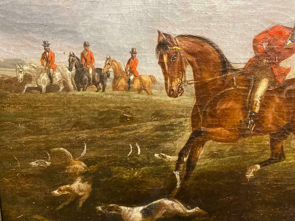 Oil Painting   19th Century 'Huntsman And Hounds On The Scent'. photo vinterior