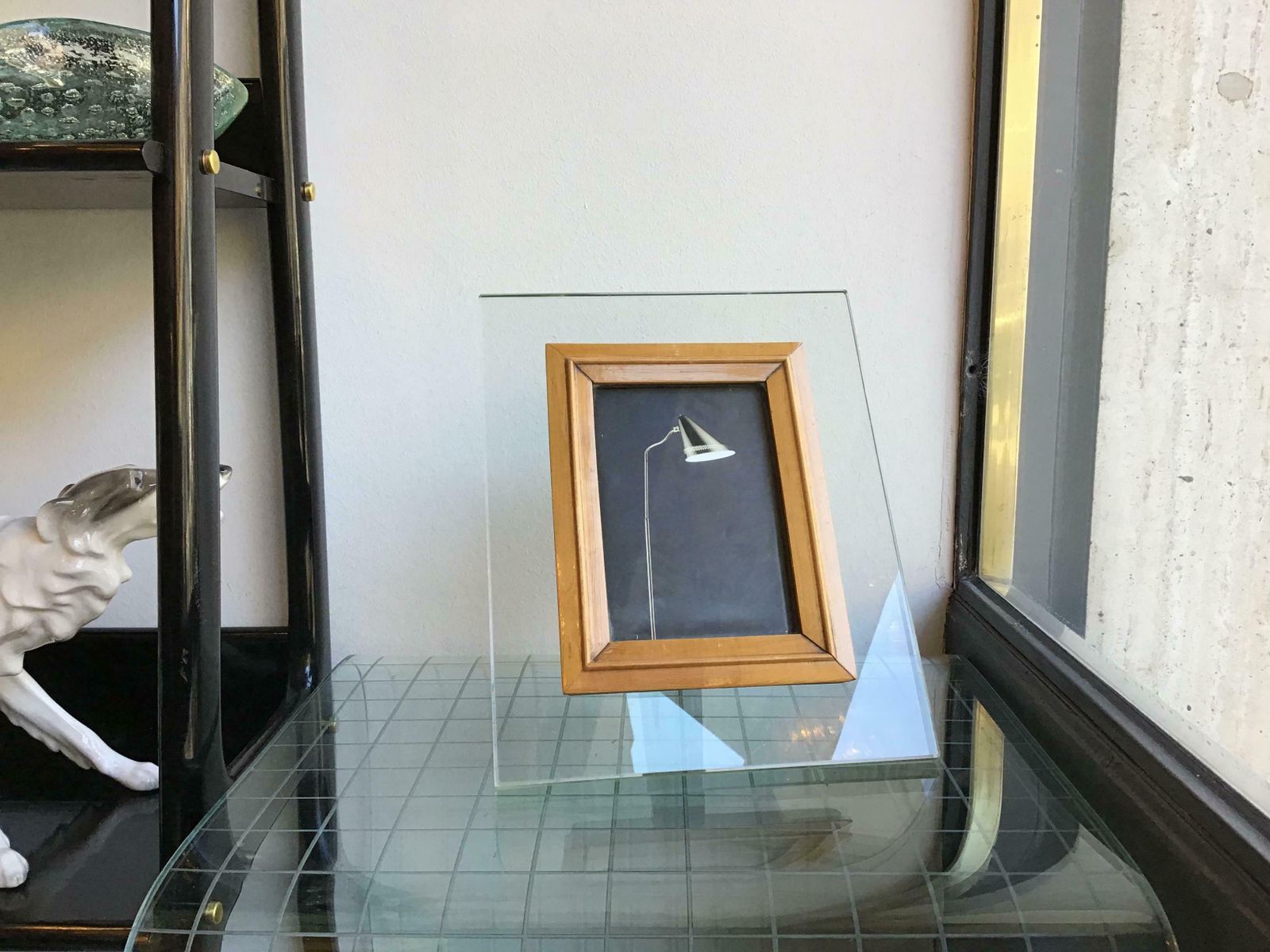 Home Decor Fontana Arte Frame Glass Wood, 1950, Italy photo