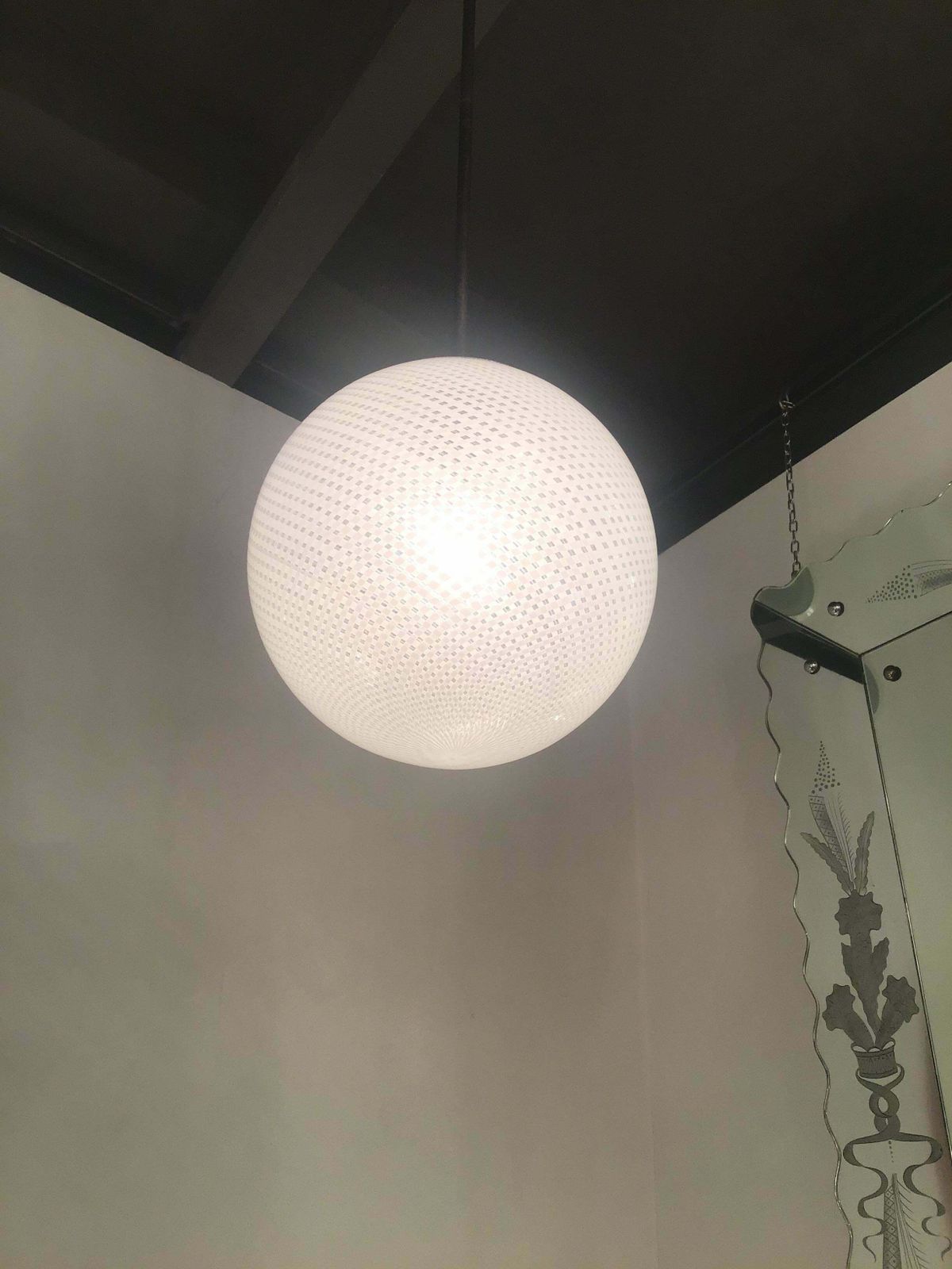 photo for sale Venini Carlo Scarpa Chandelier Murano Glass Metal Crome 1930 Italy