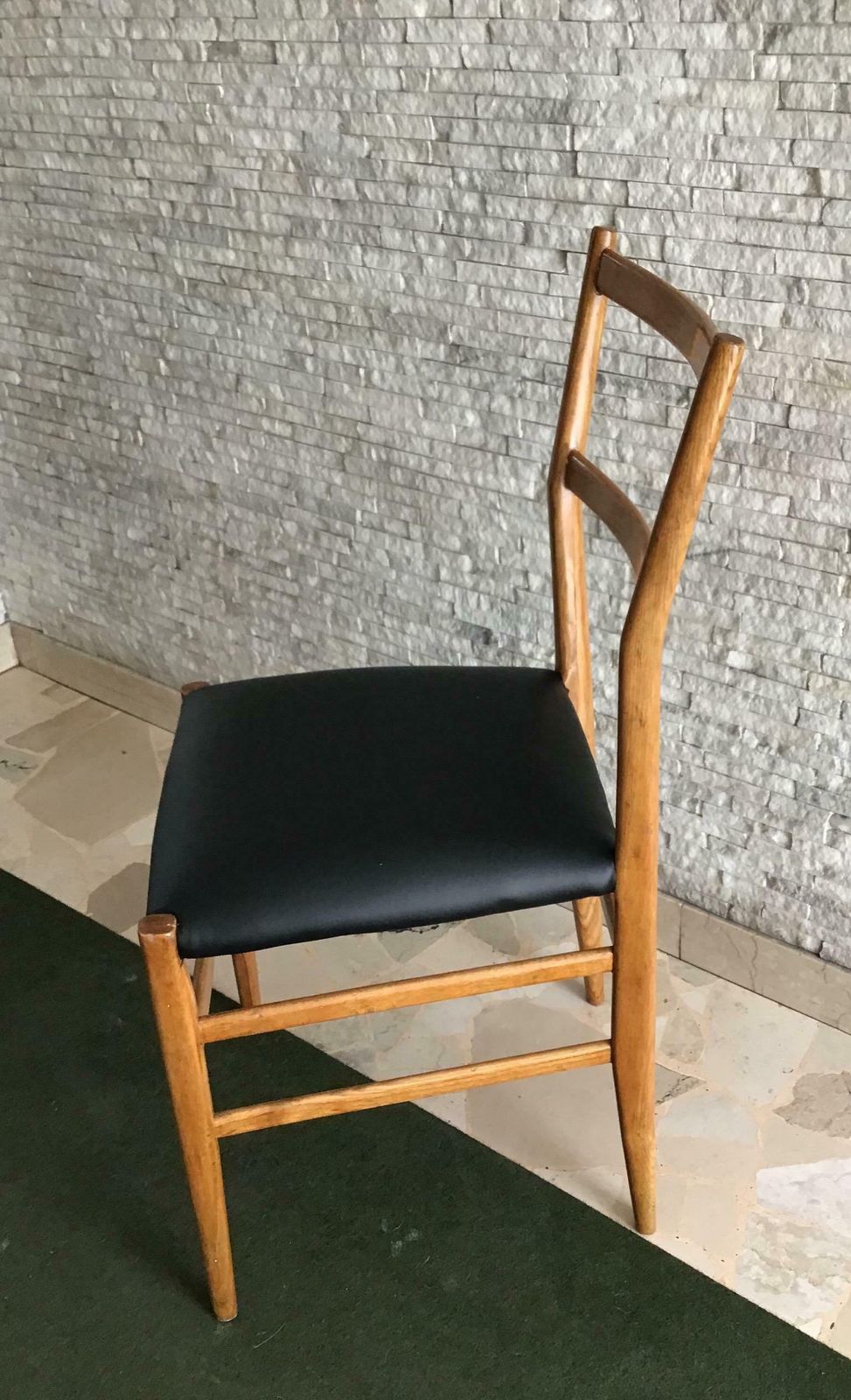 photo for sale Gio Ponti Leggera Cassina 1950 Wood Ecological Leather Padding Italy