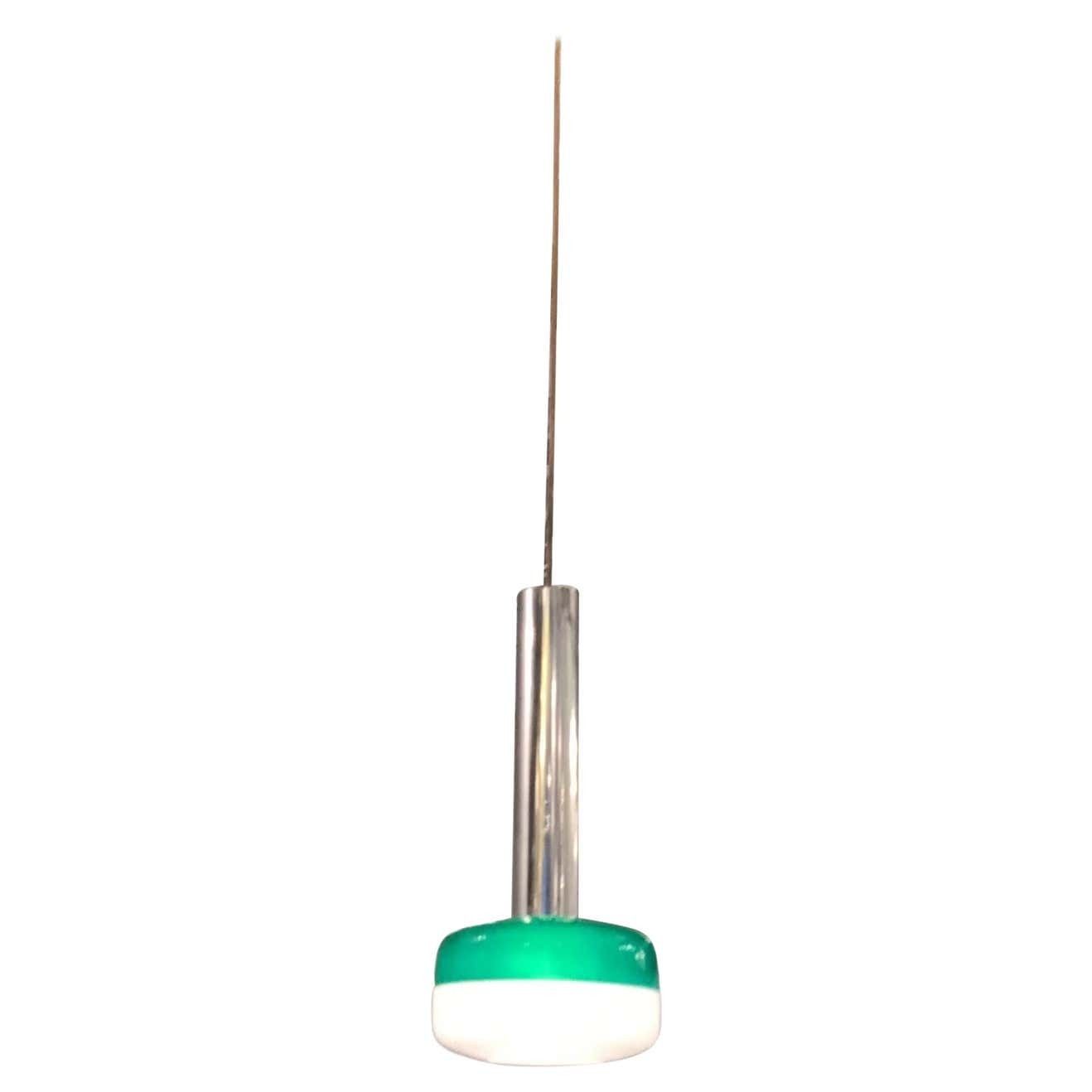 Stilnovo Chandelier Plexiglas Metal Crome 1955 Italy