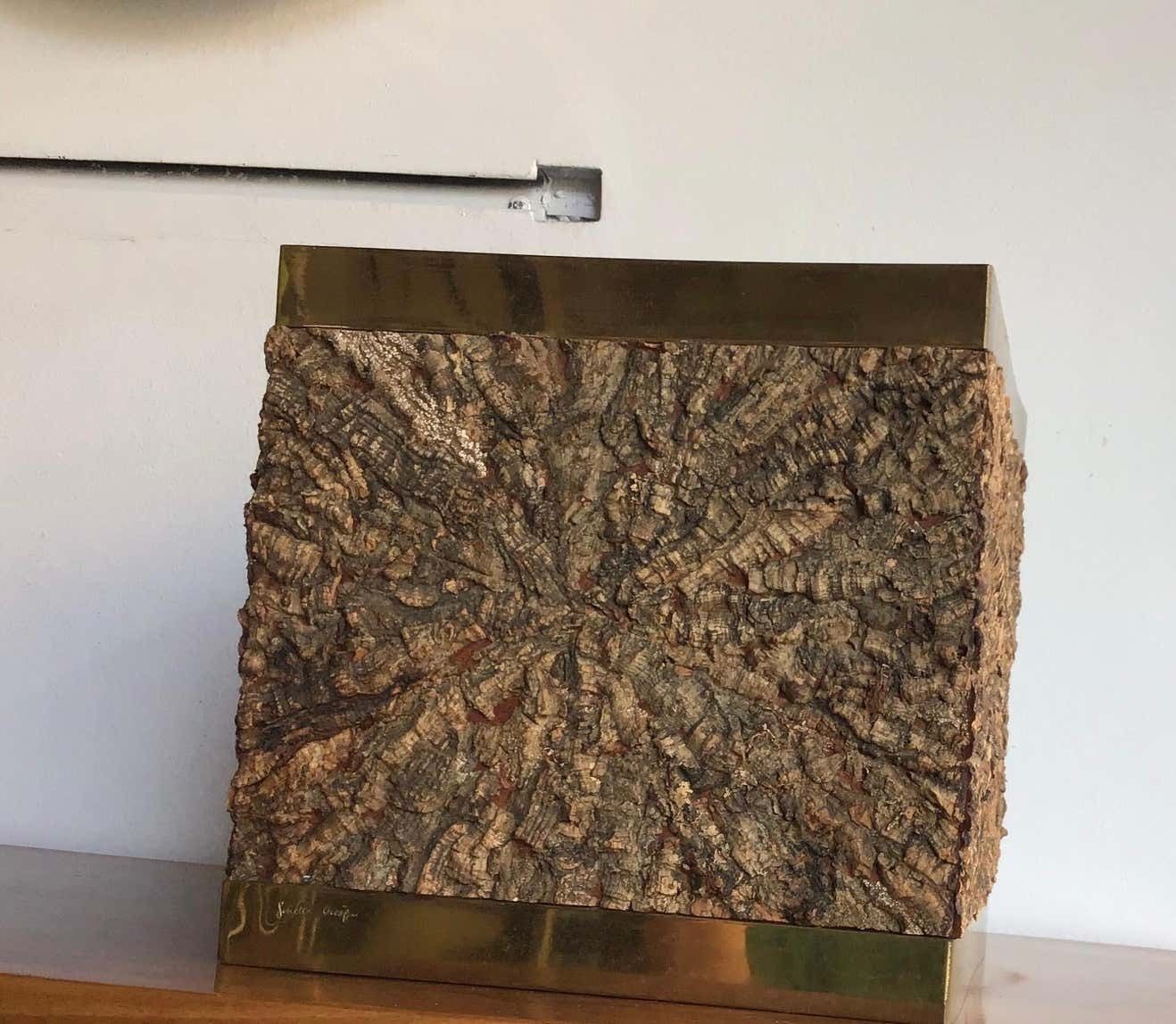 Gabriella Crespi Brass Cork Vase Holder 1960 Italy photo for sale