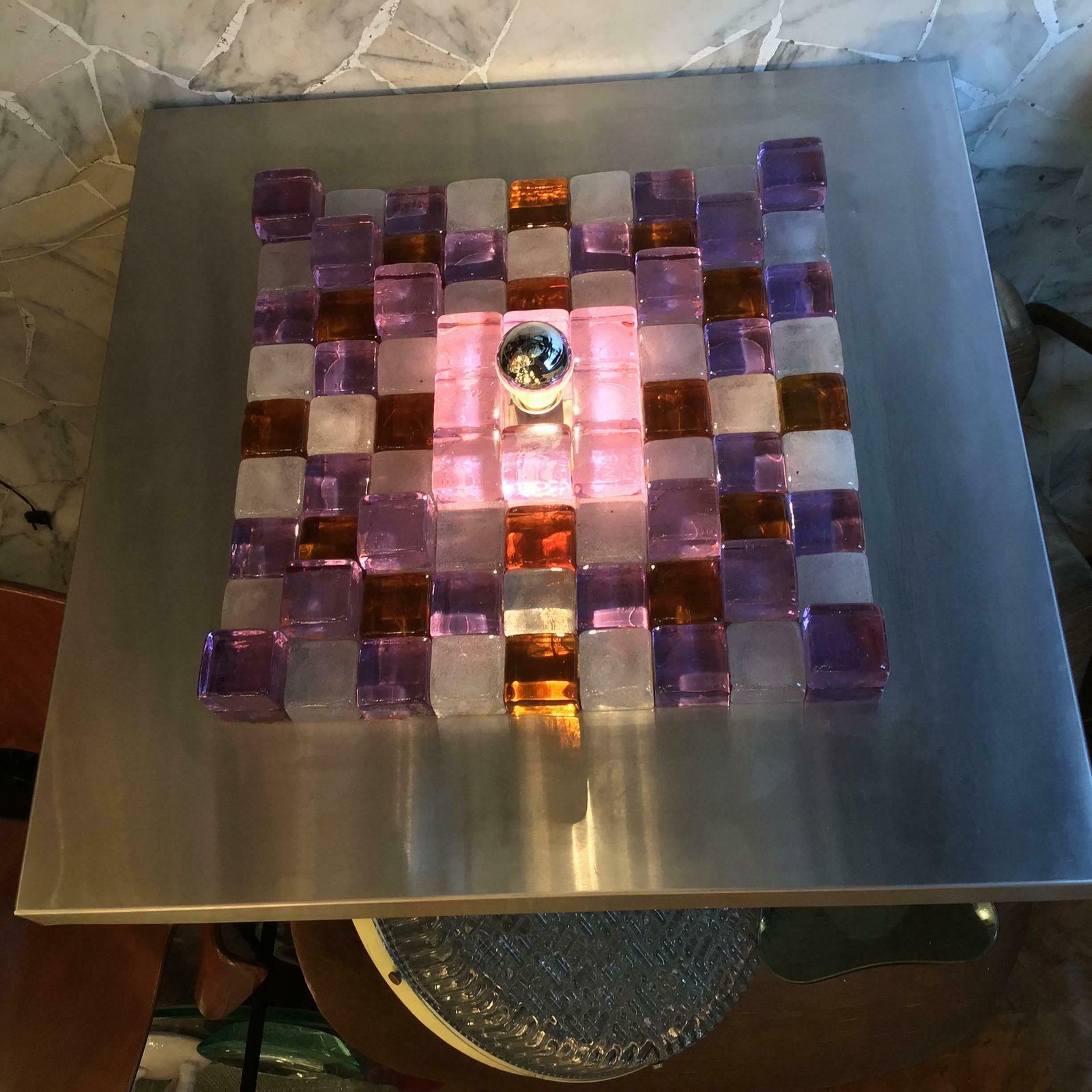 6793.0 Poliarte By Albano Poli Sconce/Sculpture Metal Murano Glass, 1970, Italy photo