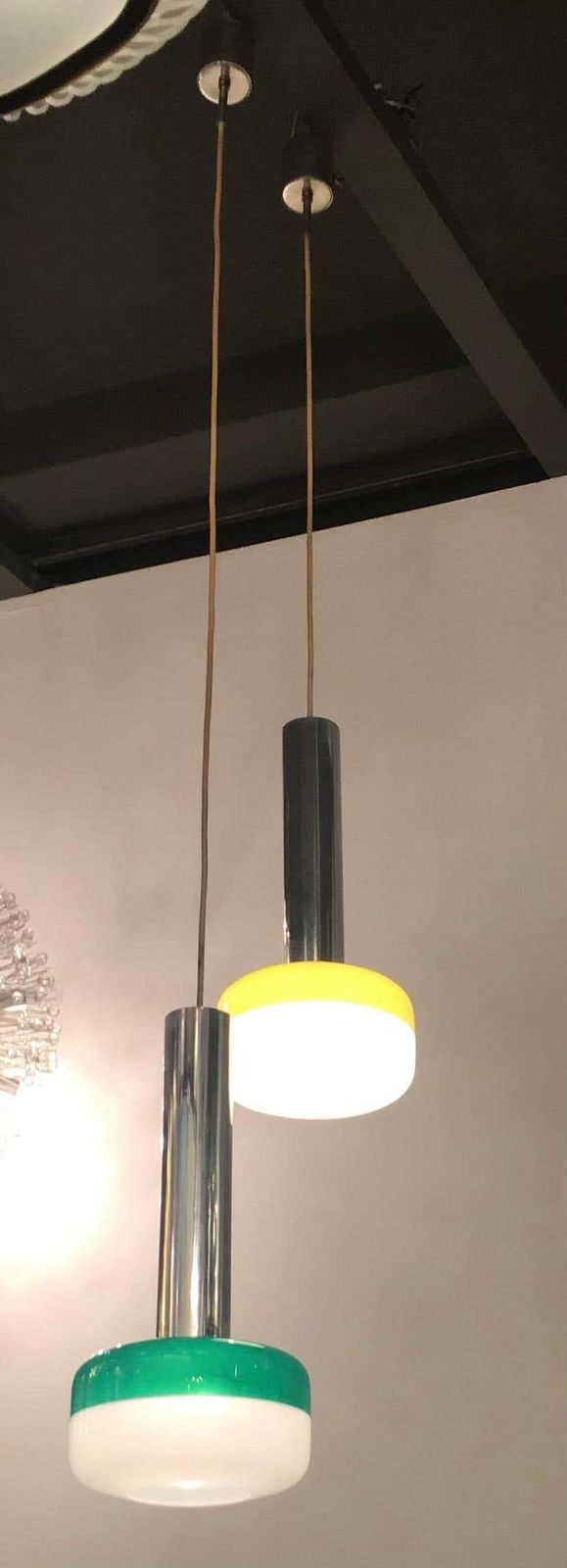 photo furniture Stilnovo Chandeliers Metal Crome Plexiglass 1955 Italy