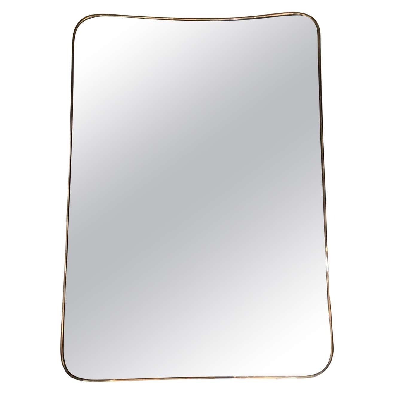 Fontana Arte Mirror Brass Wood Mirrored Glass 1950 Italy
