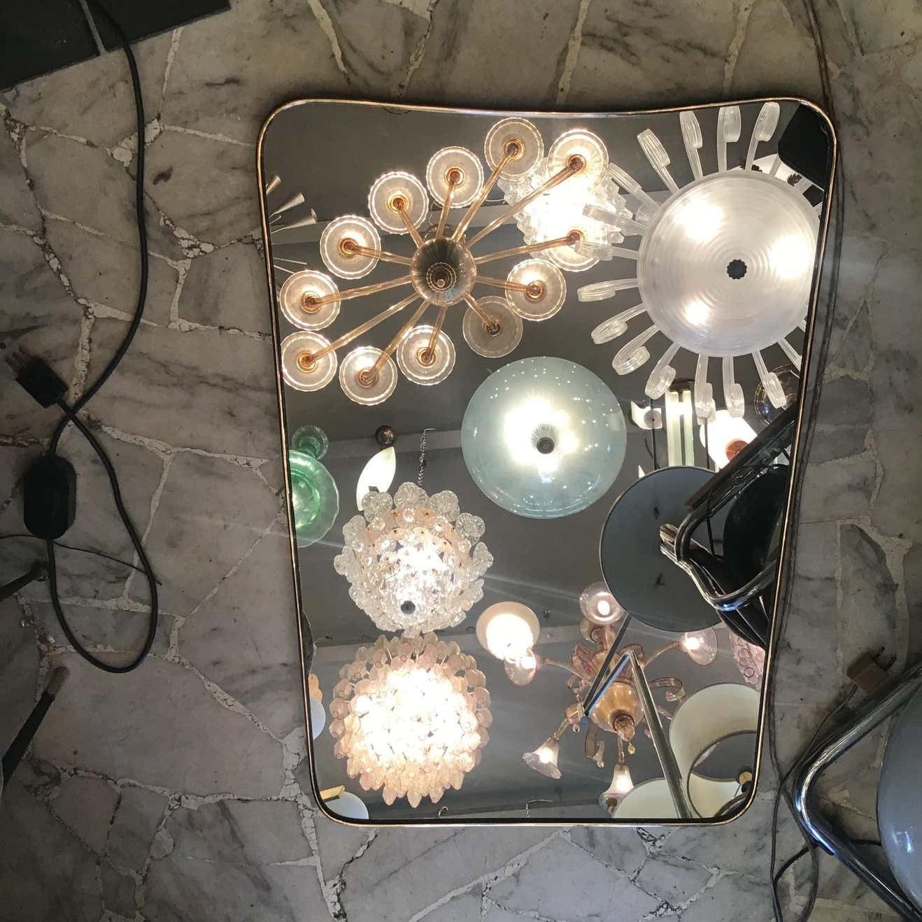 photo furniture Fontana Arte Mirror Brass Wood Mirrored Glass 1950 Italy