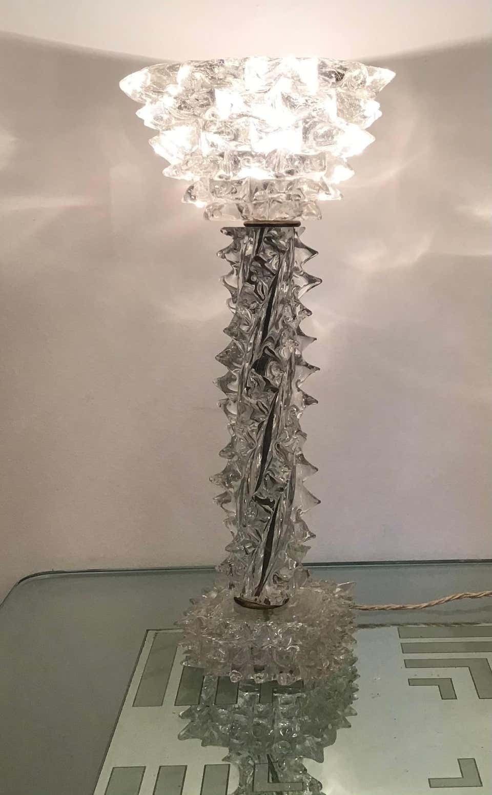 Barovier E Toso “Rostrato” Table Lamp Murano Glass Brass, 1940, Italy photo furniture