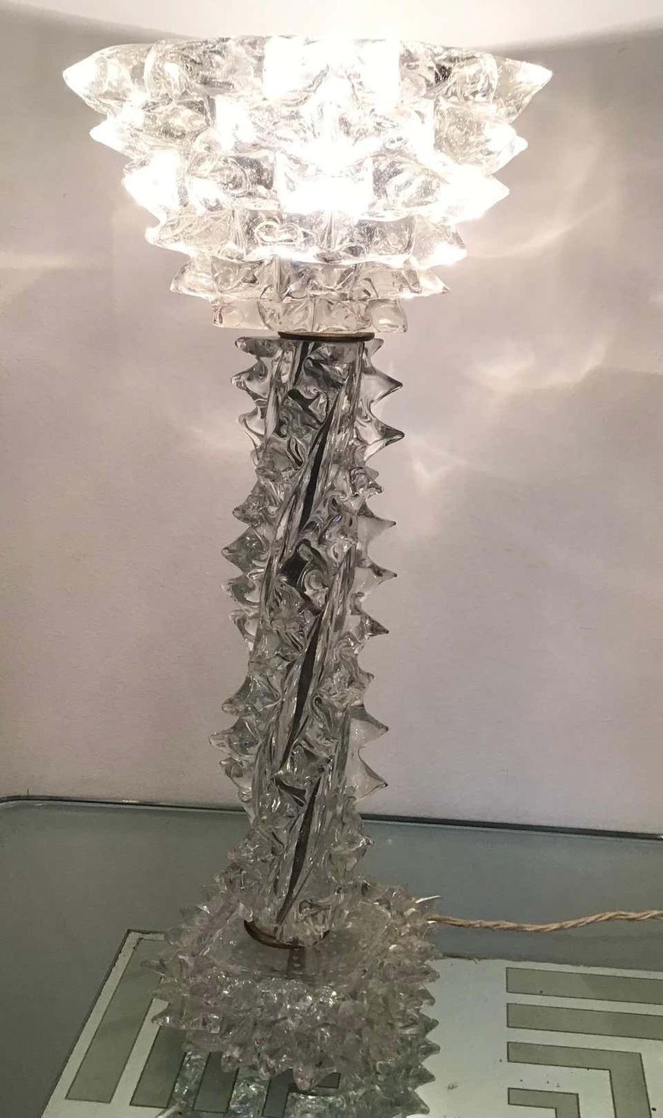 Barovier E Toso “Rostrato” Table Lamp Murano Glass Brass, 1940, Italy photo Lighting