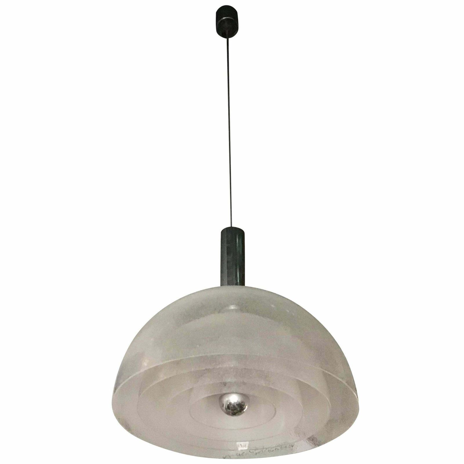 Mazzega Chandelier Murano Glass Opaline Metal, 1967, Italy