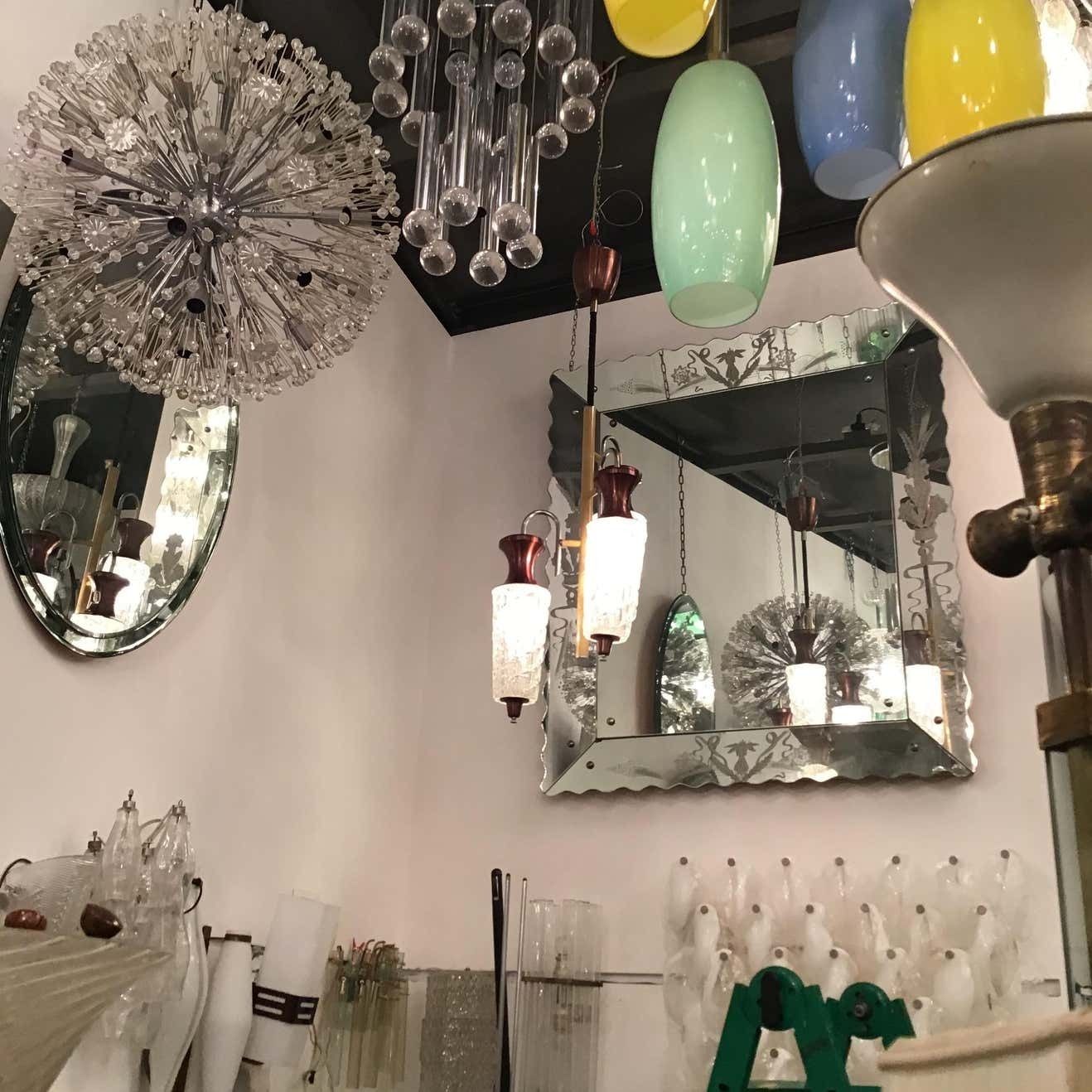 Sciolari Chandelier Metal Crome Glass Metal 1955 Italy photo vintage