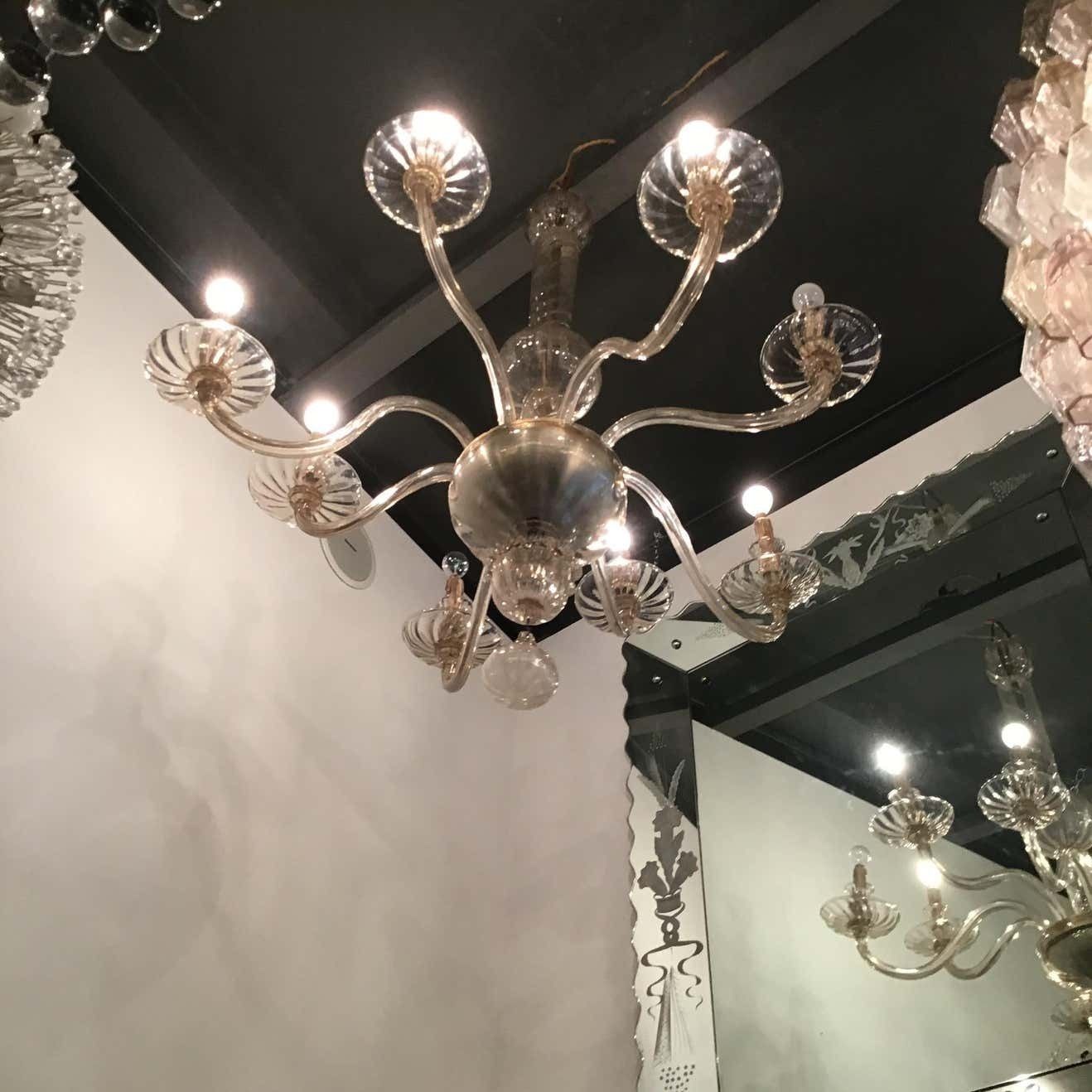 Venini Chandelier 8 Lights Murano Glass, 1940, Italy photo buy