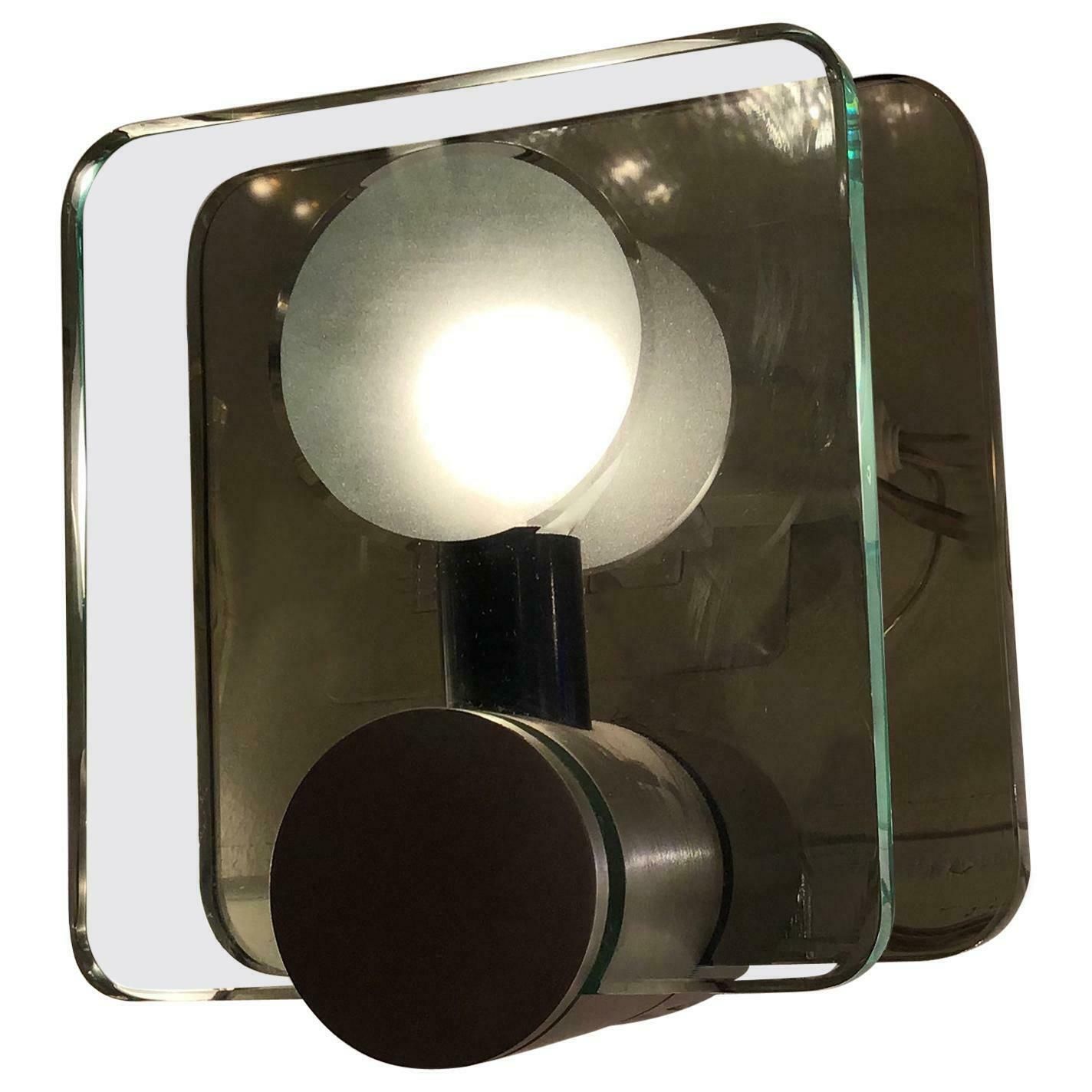 Cristal Arte Sconces Glass Metal Crome, 1960, Italy photo vintage