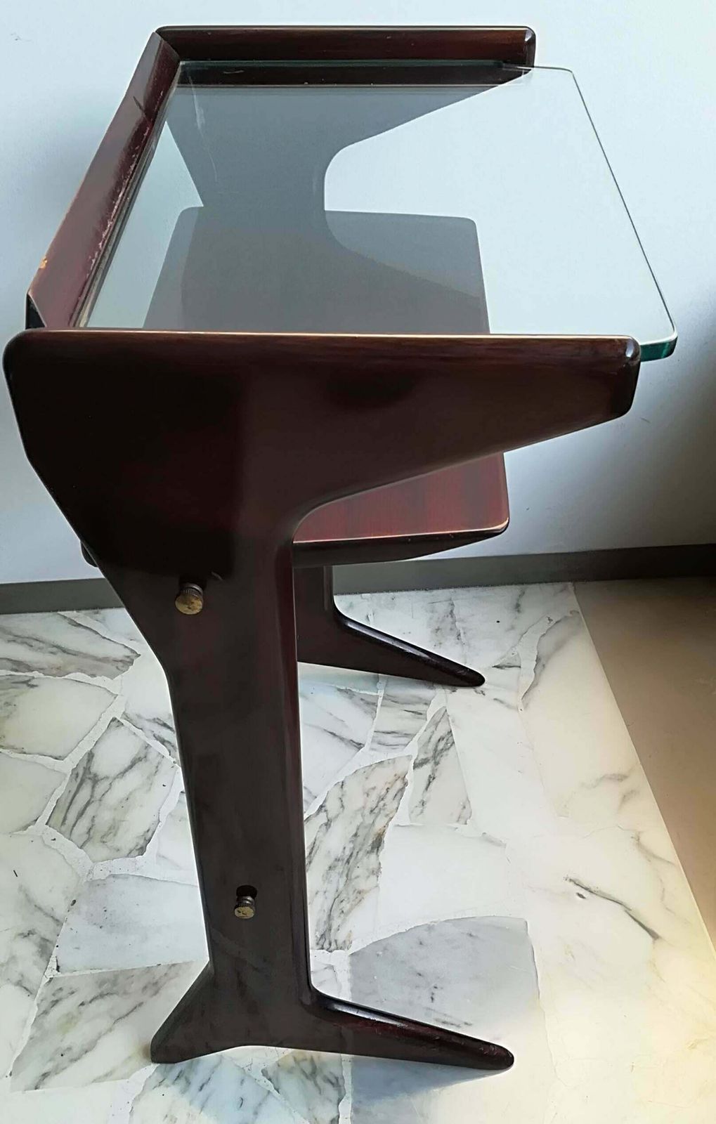 Ico Parisi 1954 Telephone Stand Wood And Glass And Brass photo furniture