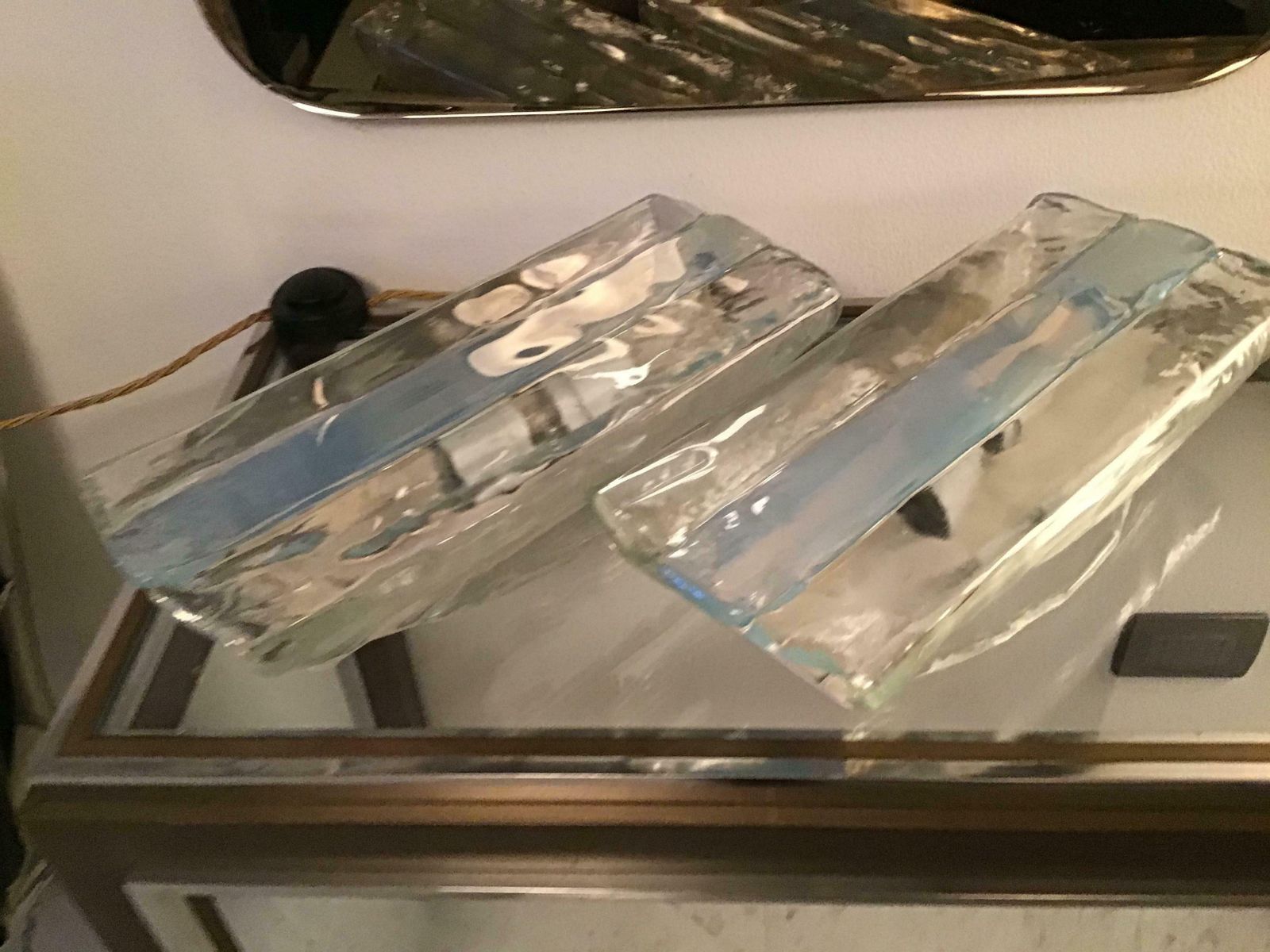Mazzega Carlo Nason Sconces Murano Glass Metal, 1965, Italy photo vintage