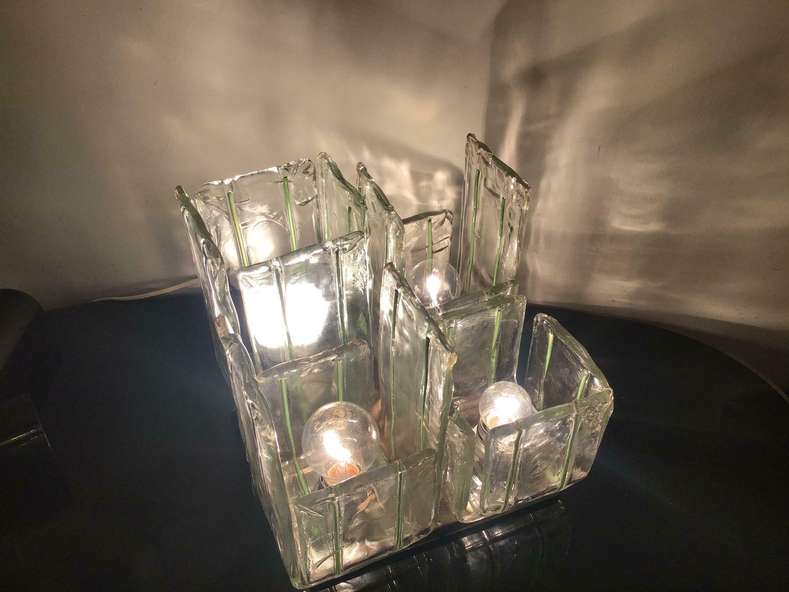 Mazzega Ceilling Light/Table Lamp Murano Glass Metal Crome, 1965, Italy photo vintage