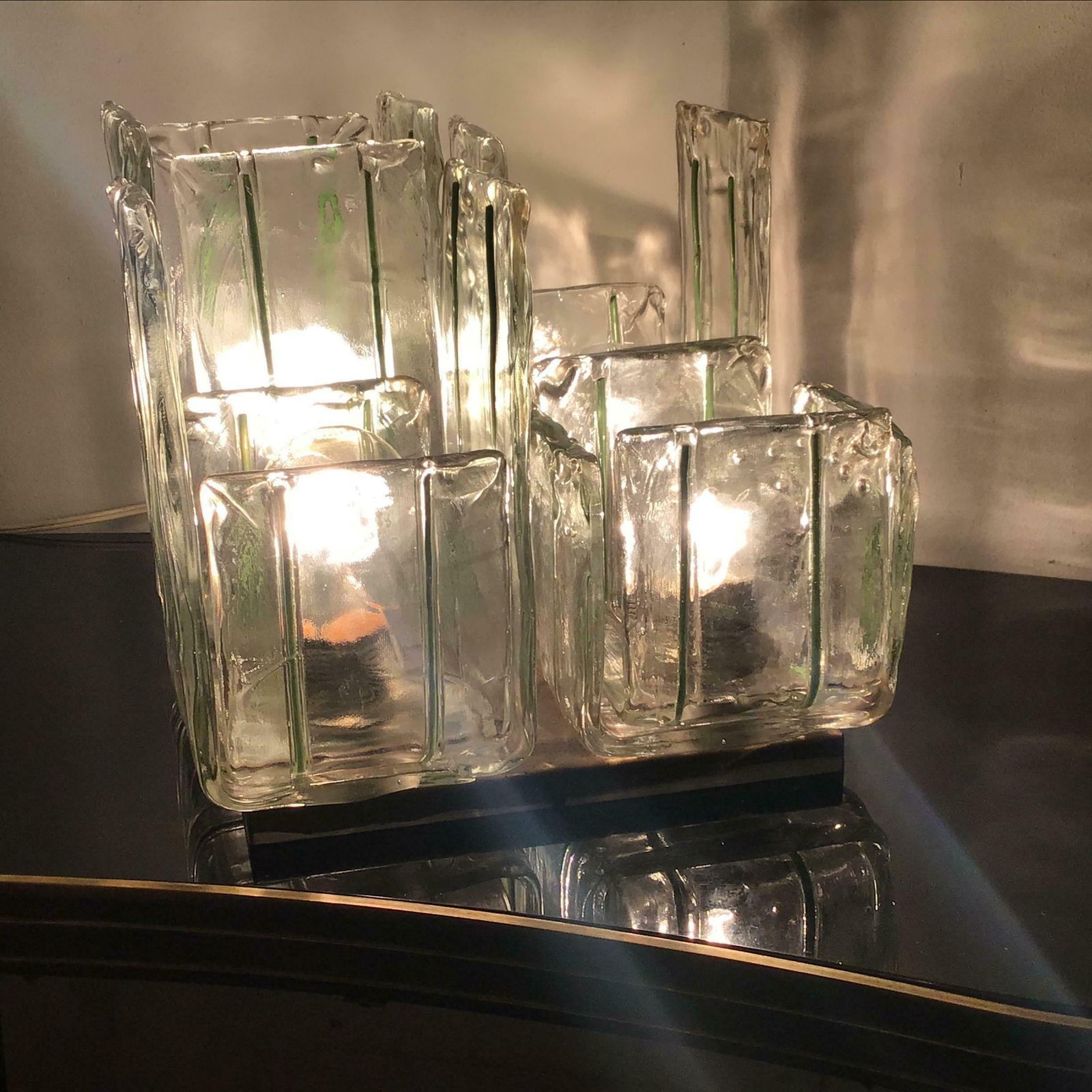 Lighting Mazzega Ceilling Light/Table Lamp Murano Glass Metal Crome, 1965, Italy photo