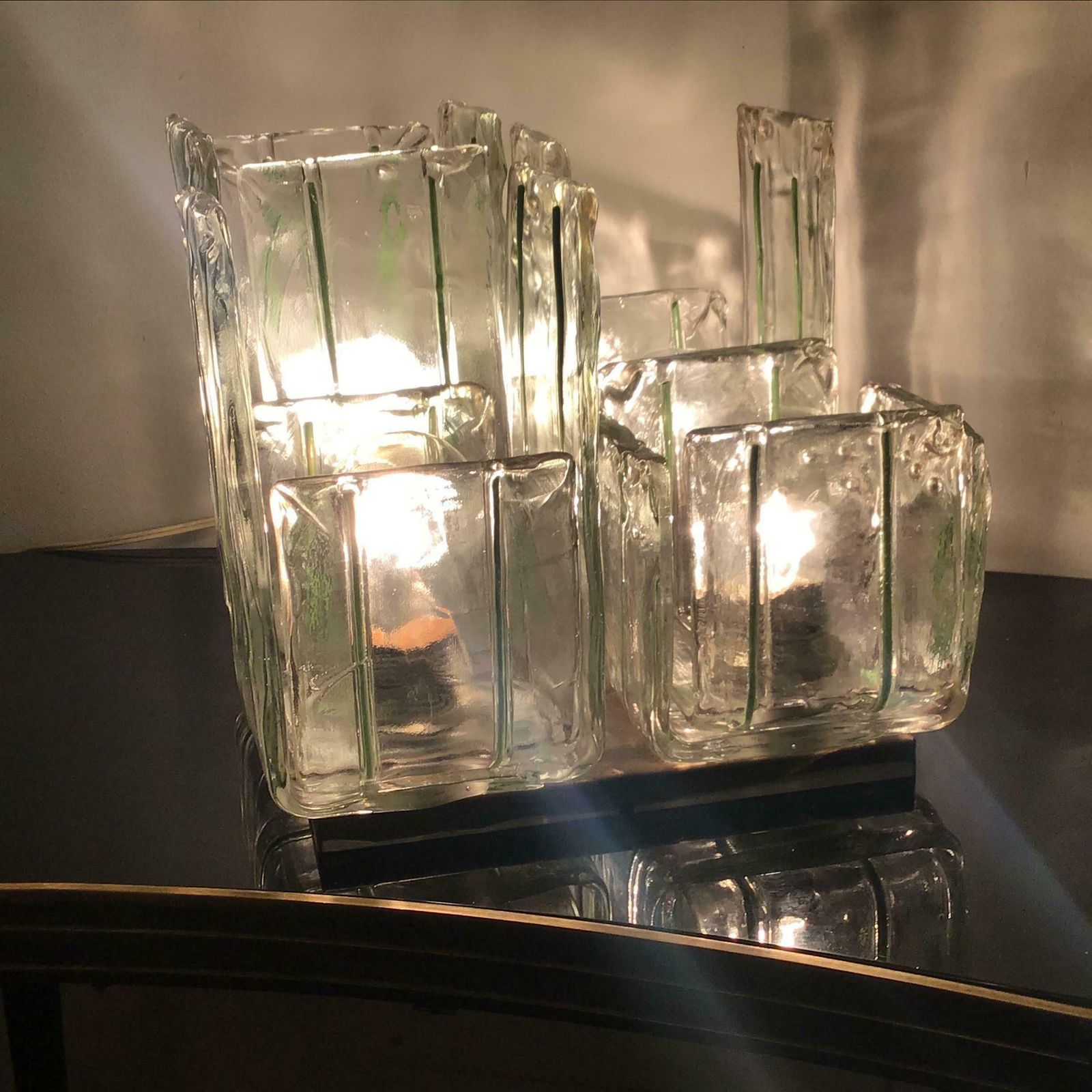 photo vinterior Mazzega Ceilling Light/Table Lamp Murano Glass Metal Crome, 1965, Italy