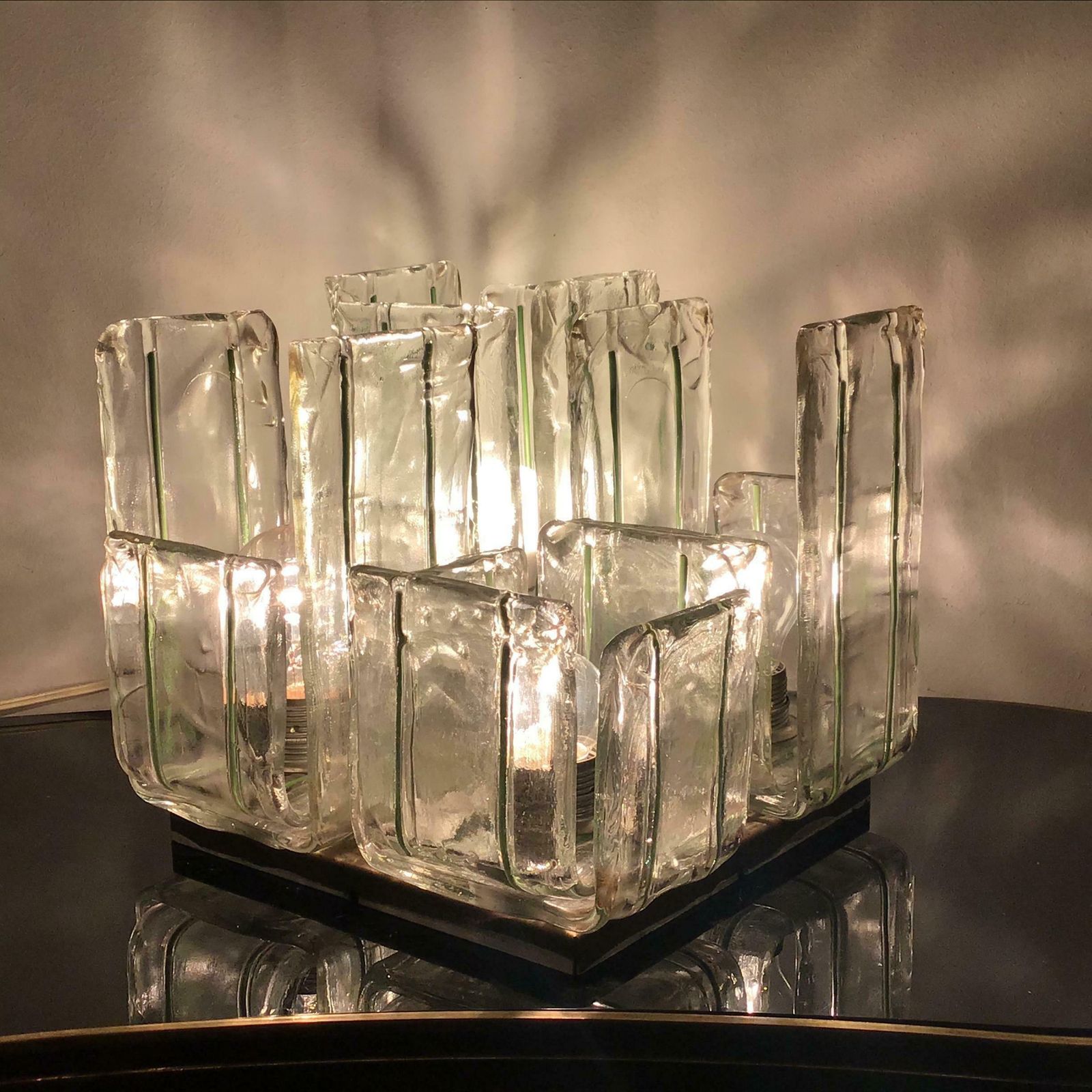 photo vintage Mazzega Ceilling Light/Table Lamp Murano Glass Metal Crome, 1965, Italy