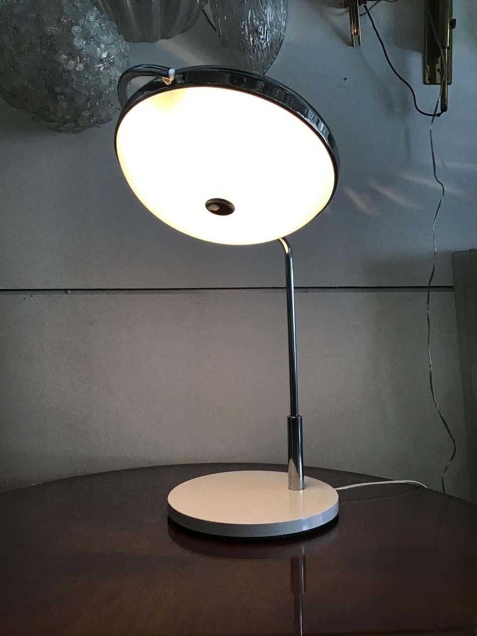 Reggiani Exclusive Table Lamp Metal Crome Iron Plexiglass, 1967, Italy photo vintage