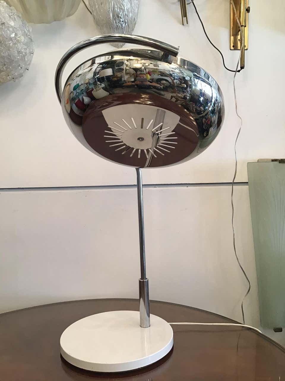 Lighting Reggiani Exclusive Table Lamp Metal Crome Iron Plexiglass, 1967, Italy photo
