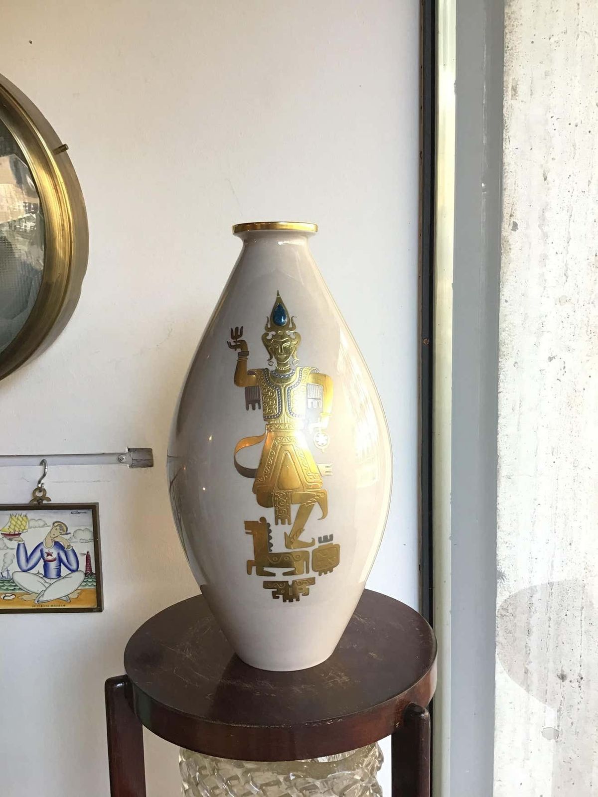 Finzi Vase 1950 Porcelain Gold, Italy photo Home Decor