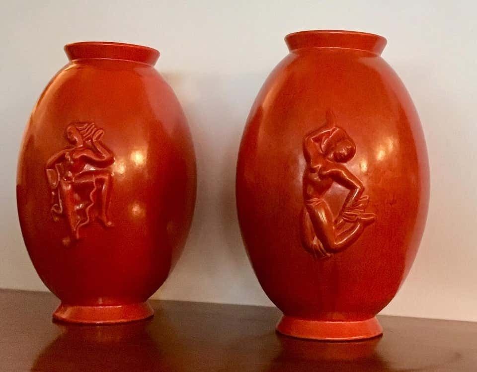 photo for sale Laveno Angelo Biancini Maiolica Terracotta Vase, Italy, 1930