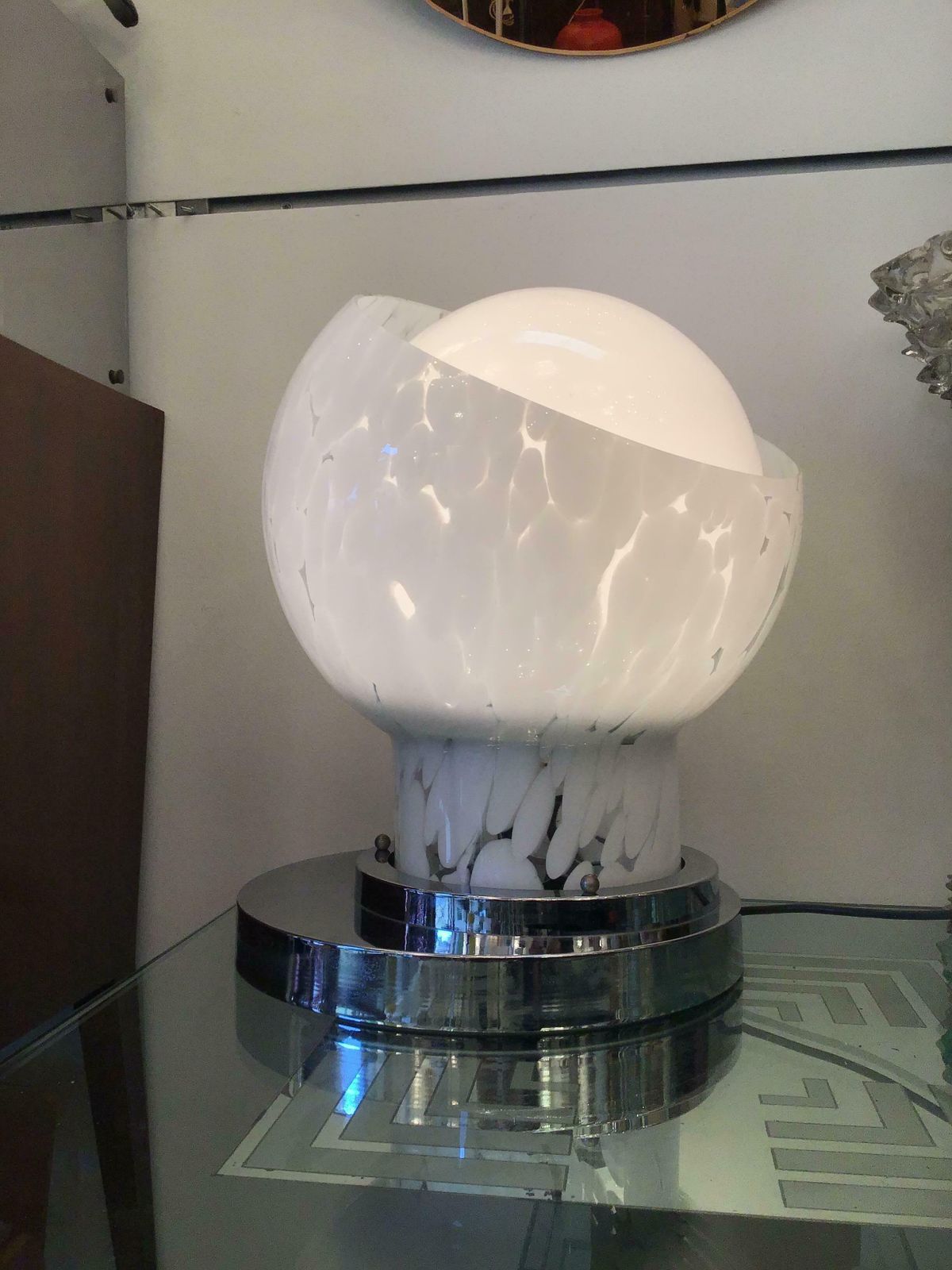 Mazzega Table Lamp Metal Crome Murano Glass 1965 Italy photo vinterior