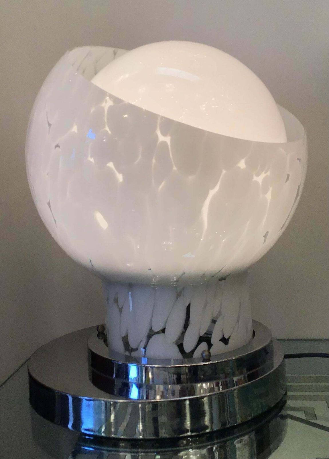 Mazzega Table Lamp Metal Crome Murano Glass 1965 Italy photo buy