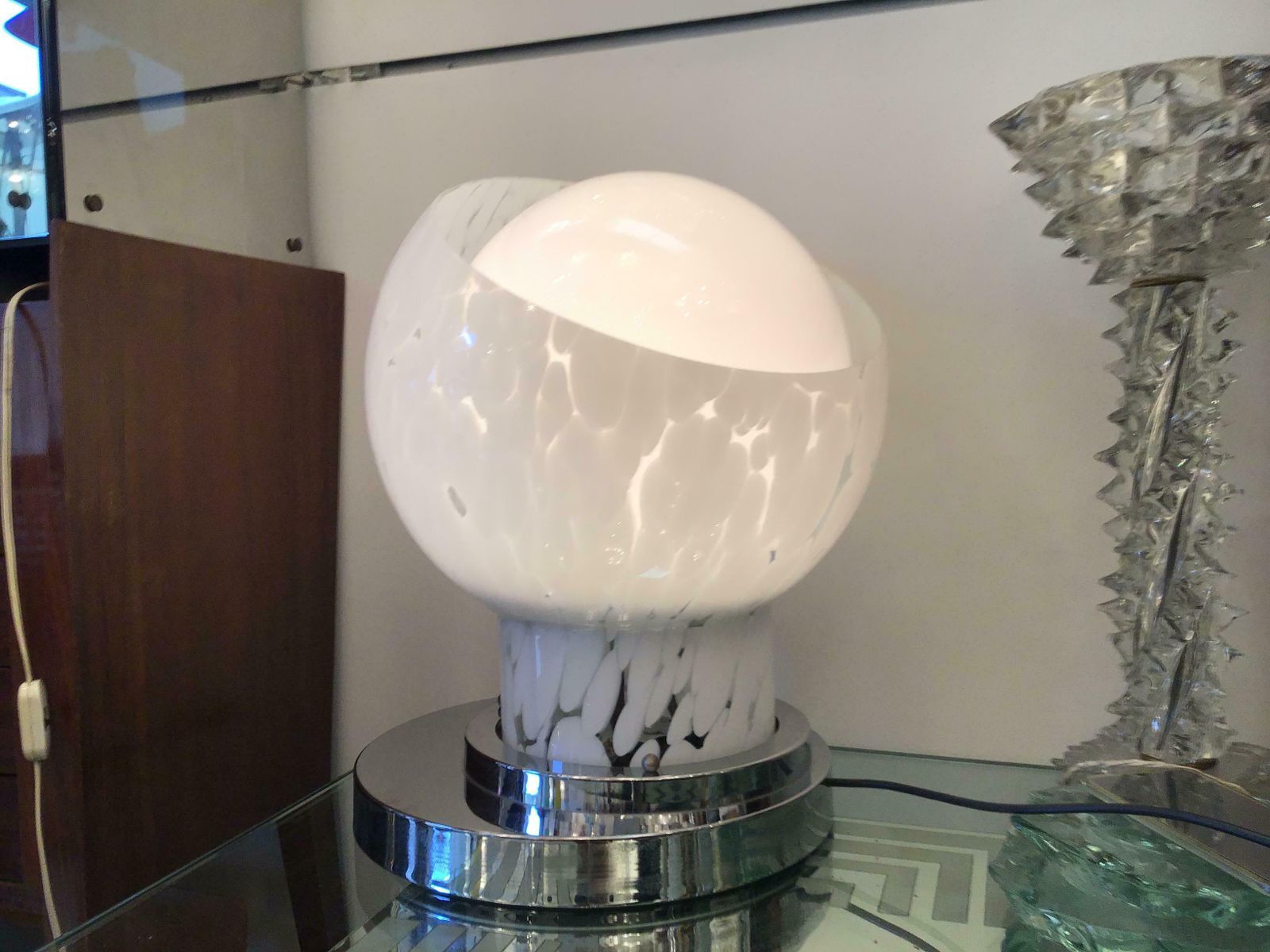 photo furniture Mazzega Table Lamp Metal Crome Murano Glass 1965 Italy