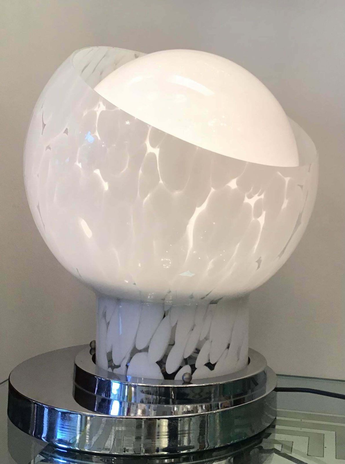 2264.0 Mazzega Table Lamp Metal Crome Murano Glass 1965 Italy photo