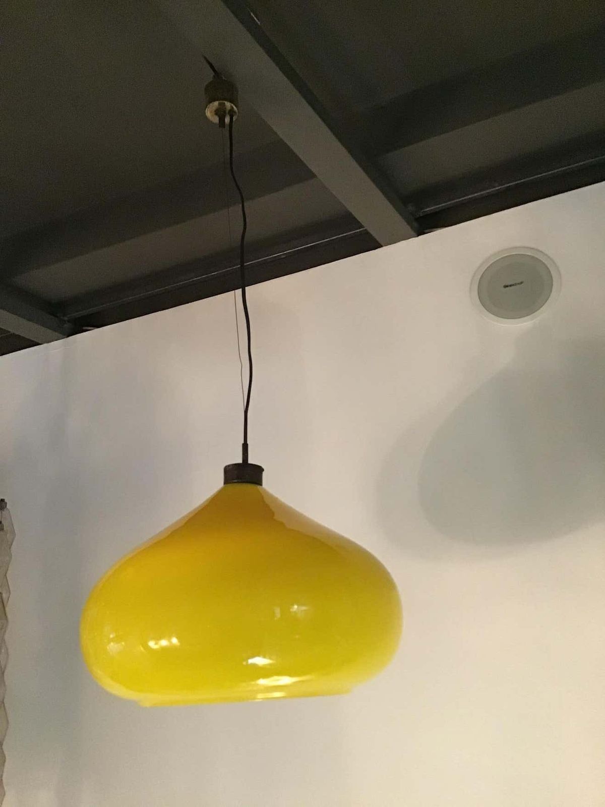 Lighting Vistosi Chandelier 1965 Brass Yellow Glass, Italy photo