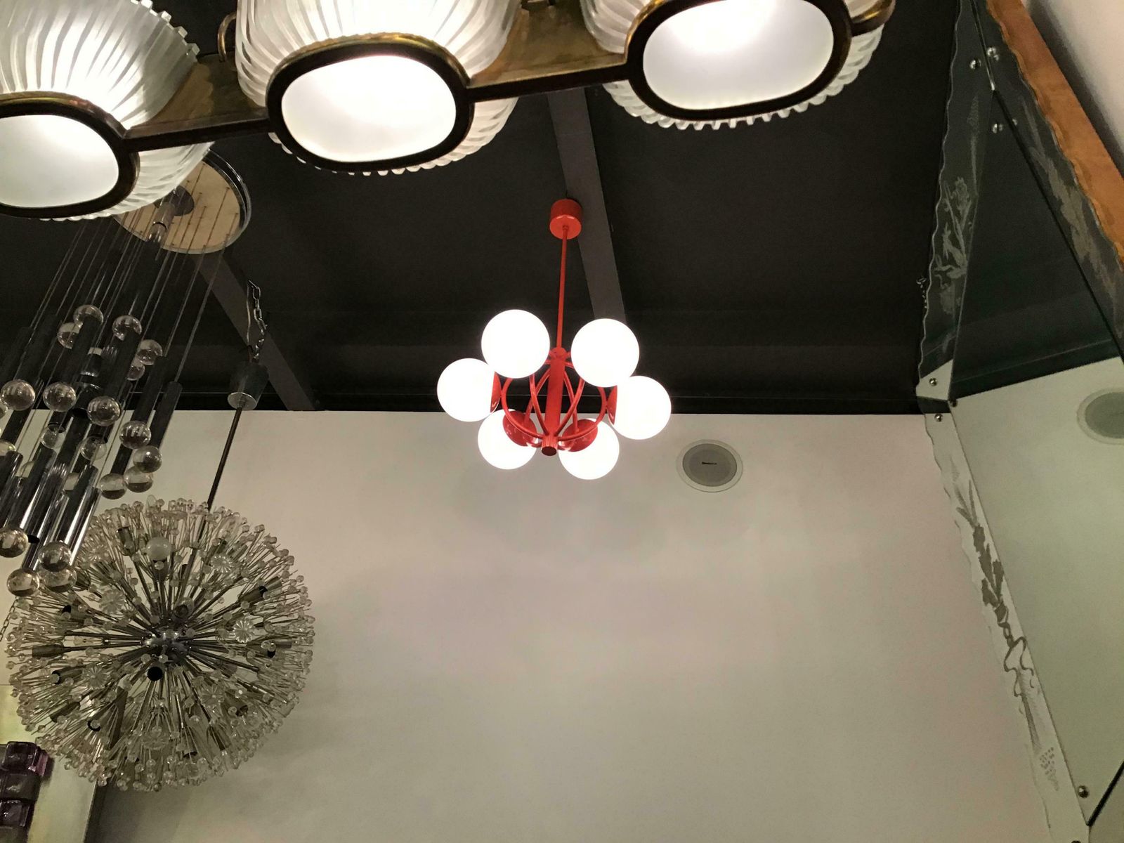 photo for sale Kaiser Leuchten Chandelier Opaline Glass Metal 1970, Germany