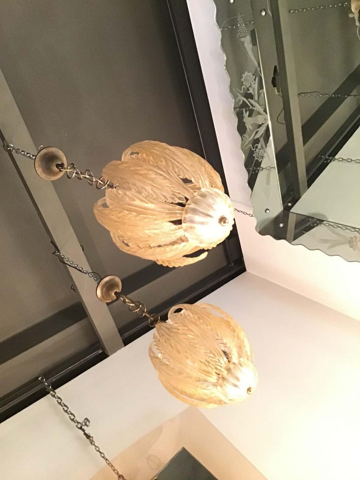 Seguso Chandeliers Murano Glass Gold, 1930, Italy photo buy