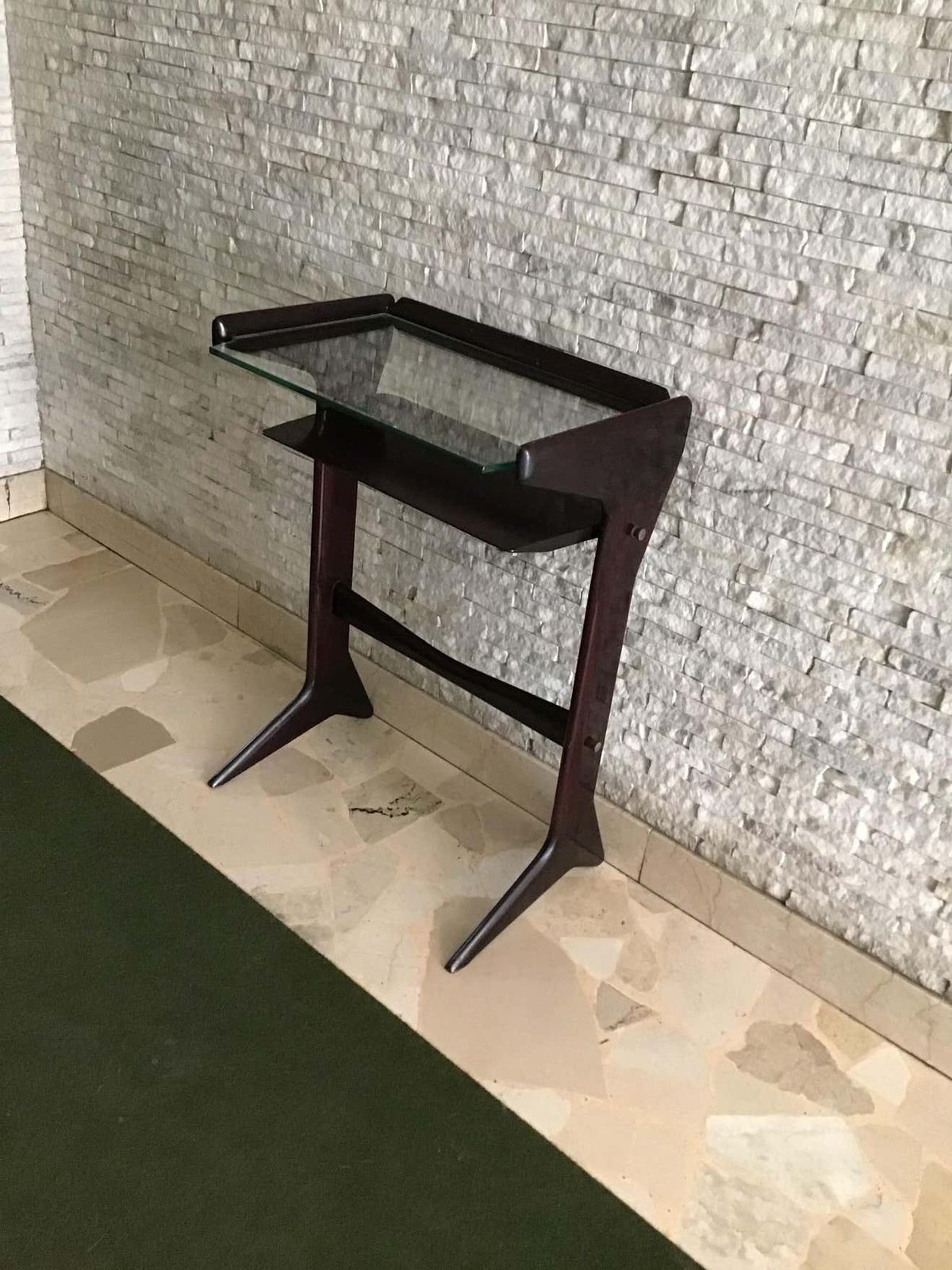 Ico Parisi 1954 Telephone Stand Wood Glass And Brass, Italy photo Furniture