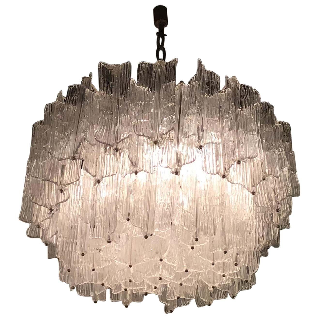Venini Chandelier “Toni Zuccheri“ Murano Glass Metal Iron, 1950, Italy