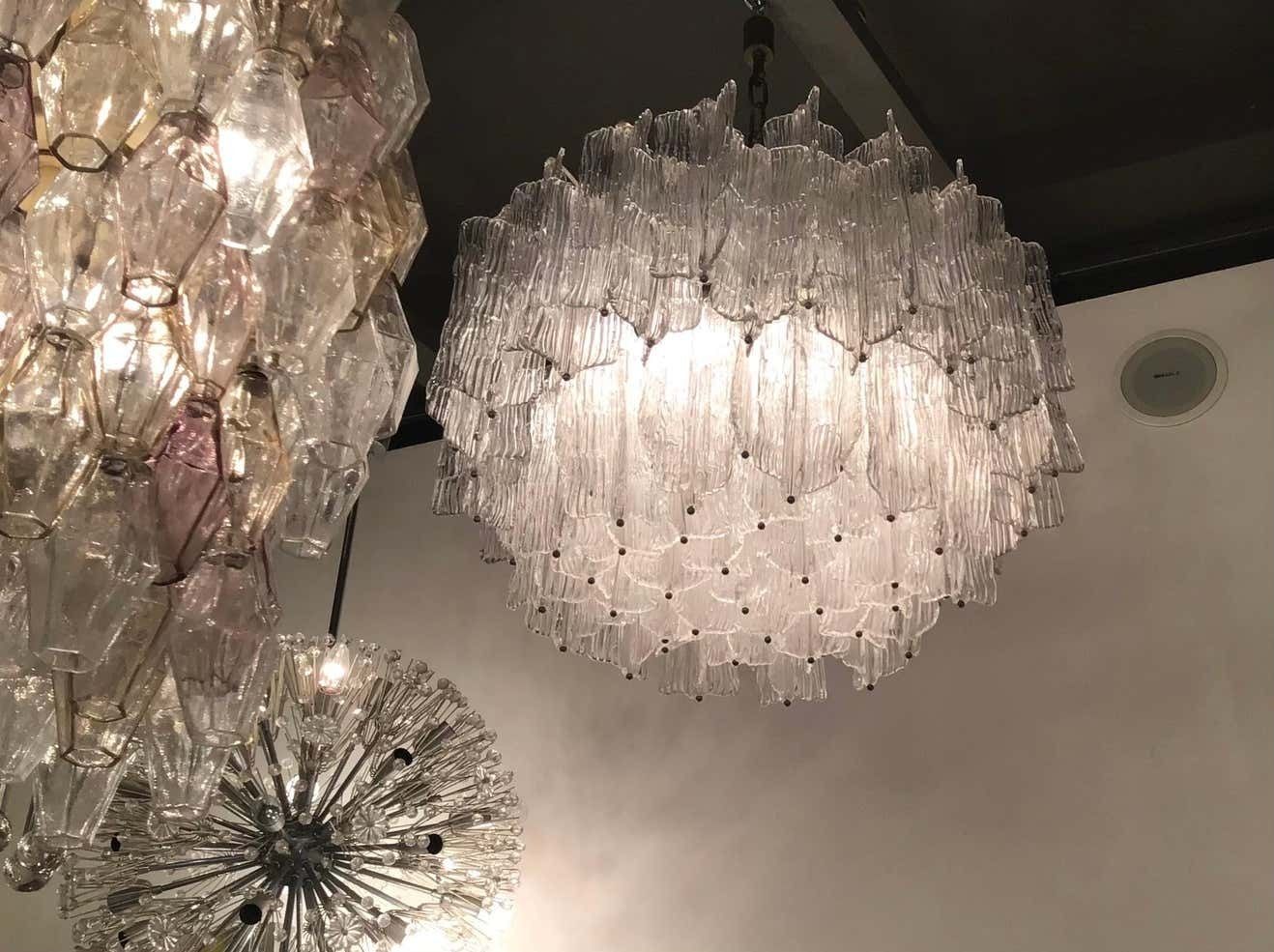 photo furniture Venini Chandelier “Toni Zuccheri“ Murano Glass Metal Iron, 1950, Italy