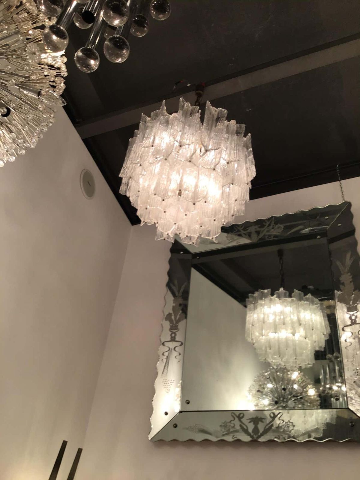 Venini Chandelier “Toni Zuccheri “Murano Glass Metal Crome Iron, 1950, Italy photo furniture