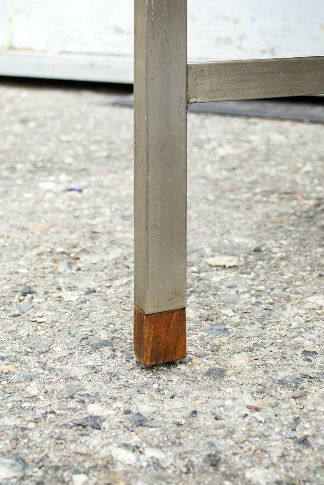 Desk In Nickel Plated Metal And Teak, Italy, 1960s photo vintage