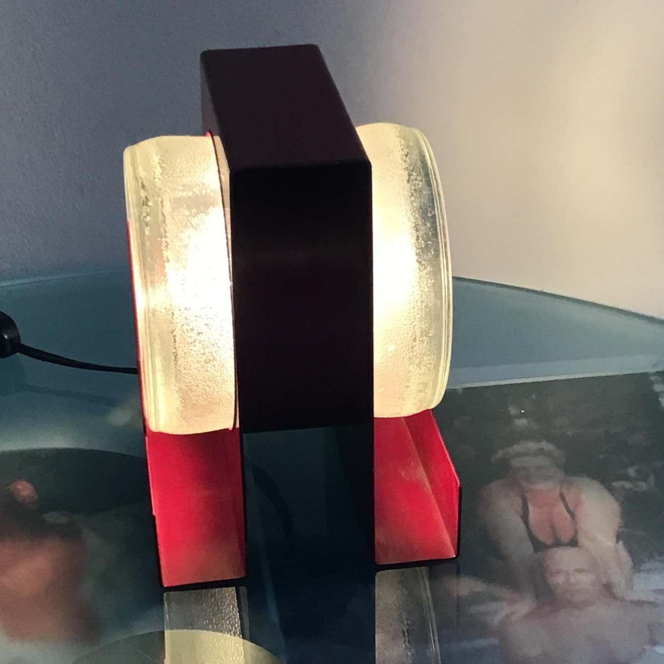 Fontana Arte Table Lamp “Yoyo” “ Eugenio Gentili Tedeschi” Glass Metal 1970 It photo vintage