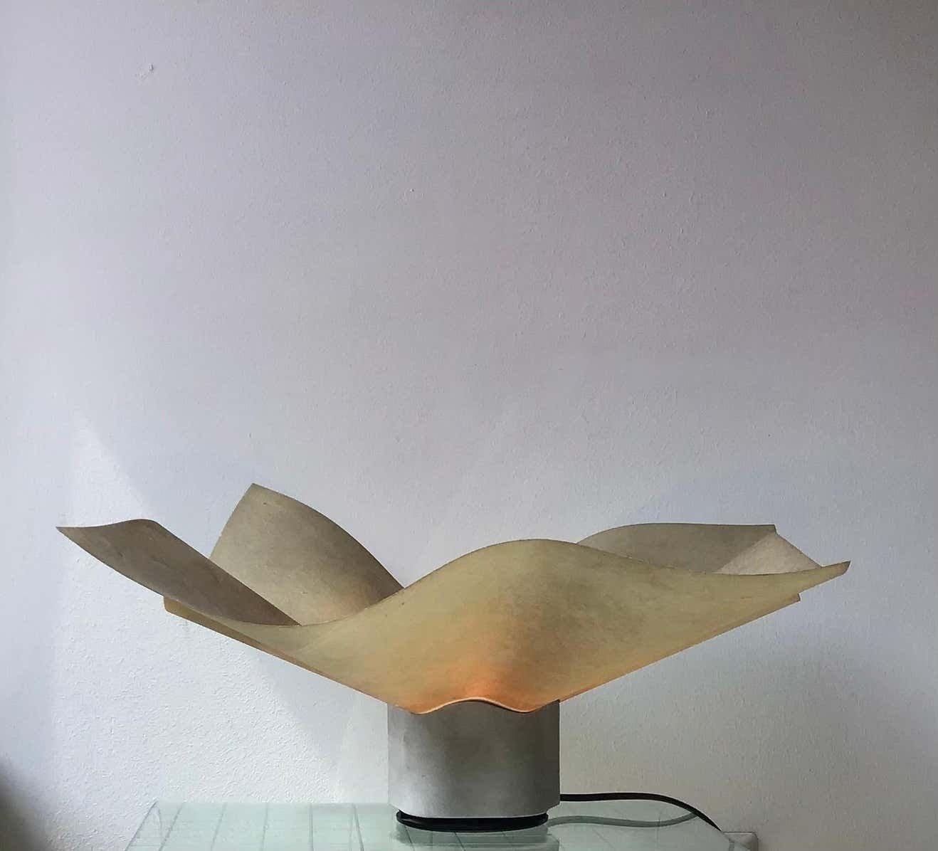 Mario Bellini Table Lamp Parchment Porcelain Metal, 1970, Italy photo buy