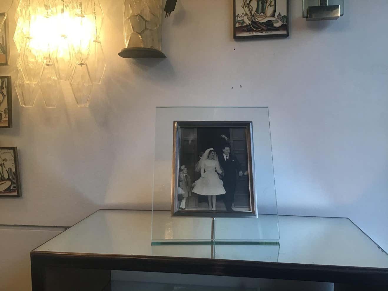 Fontana Arte Frame Glass Metal Crome 1960 Italy photo for sale
