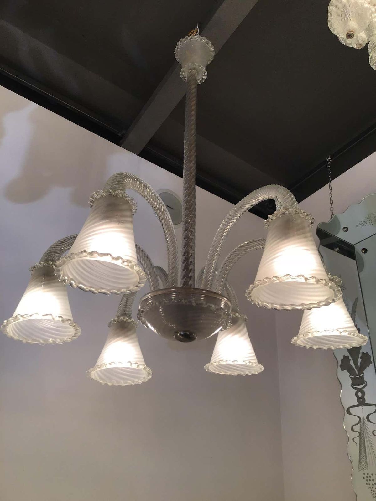 Seguso, Chandelier 6 Lights Murano Glass, 1940 photo buy